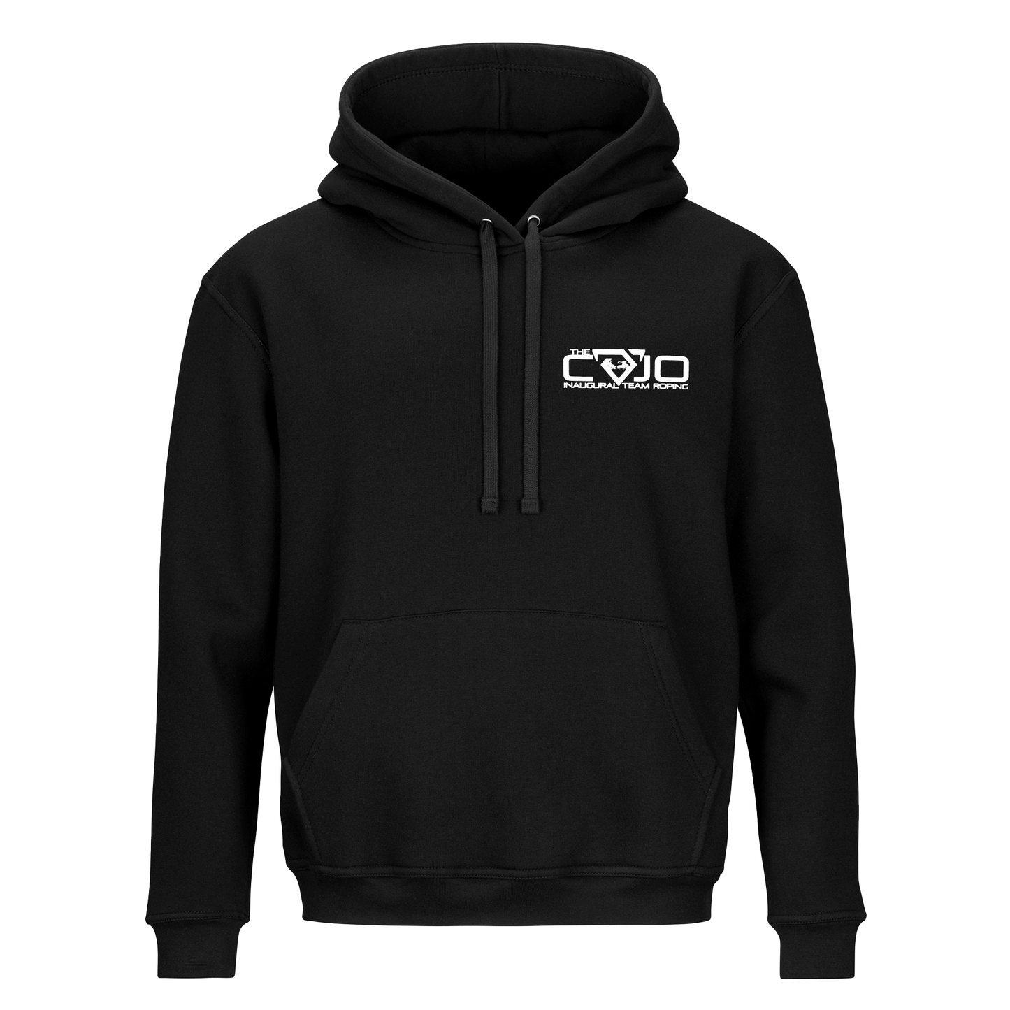 hoodie-black-front cojo logo-back cowboys roping cows inaugural team roping