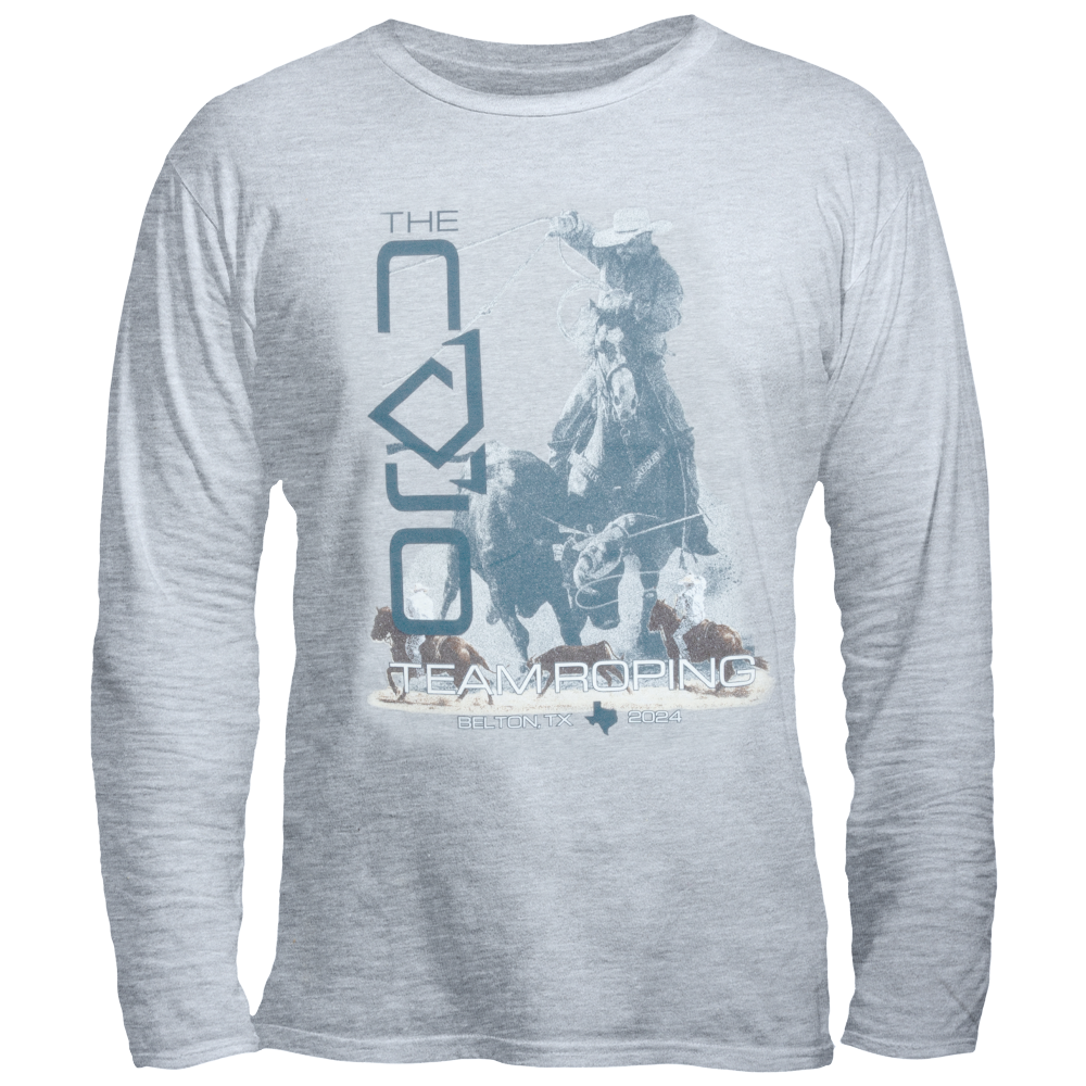 long sleeve sweatshirt/tee-grey-team roping cojo roping cow photo
