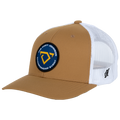 baseball hat-tan/white- championship event cojo logo patch