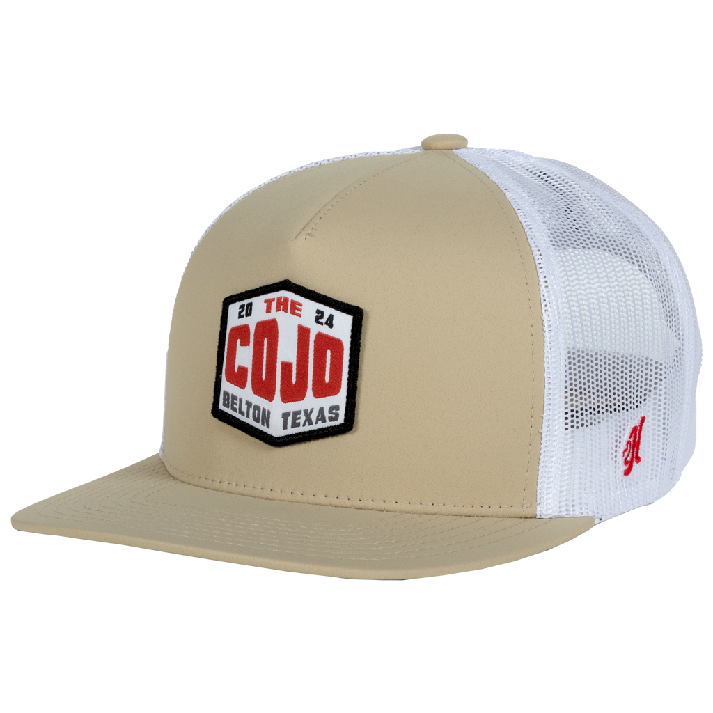 baseball hat-tan/white-2024 belton texas cojo patch