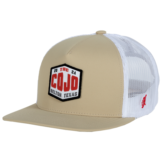 baseball hat-tan/white-2024 belton texas cojo patch